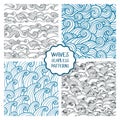 Vector illustration with abstract waves . Collection of oriental ornaments. Royalty Free Stock Photo